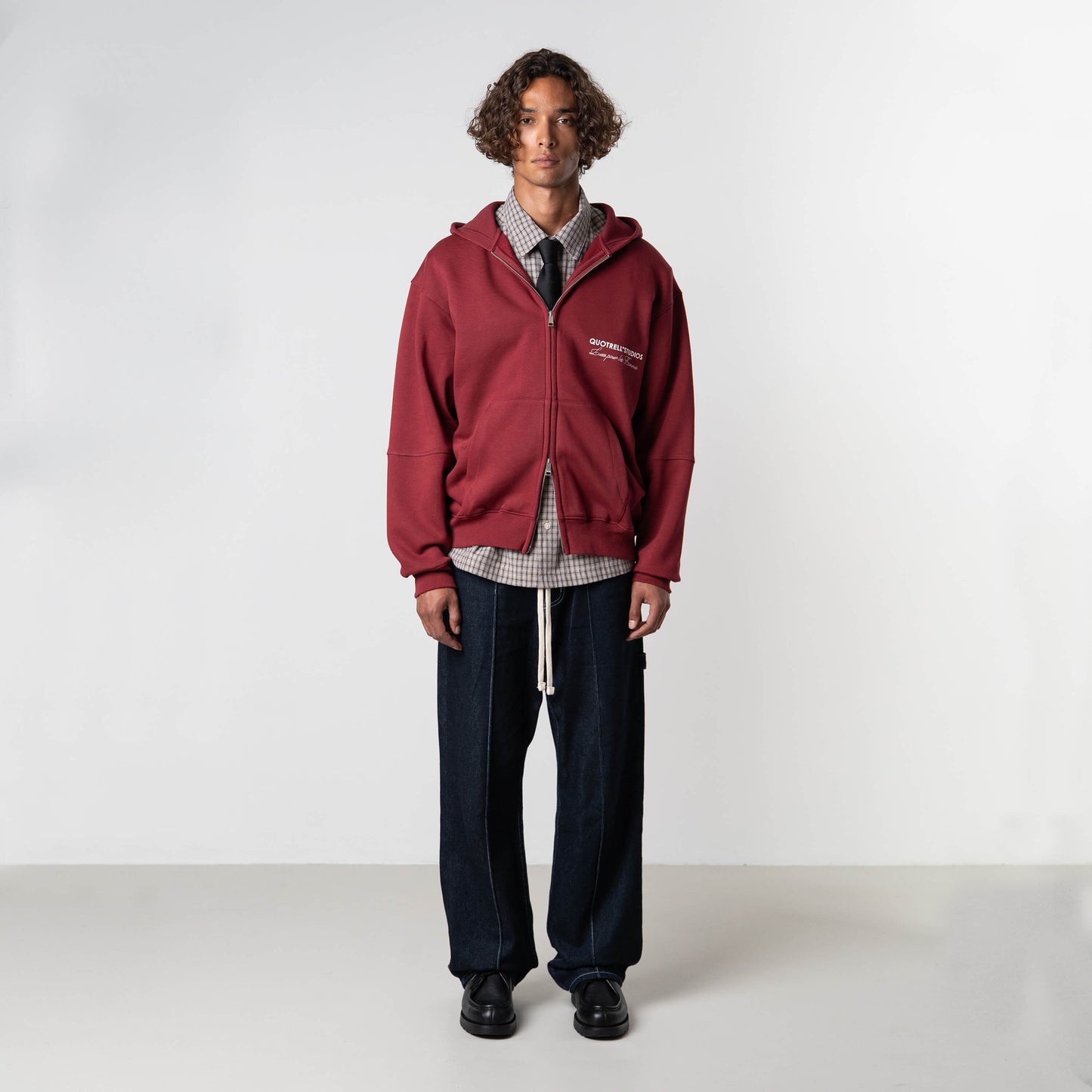 STUDIOS ZIP HOODIE | BORDEAUX/WHITE