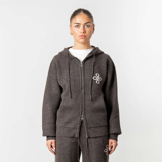 CALVIN KNITTED ZIP HOODIE | BROWN MELEE