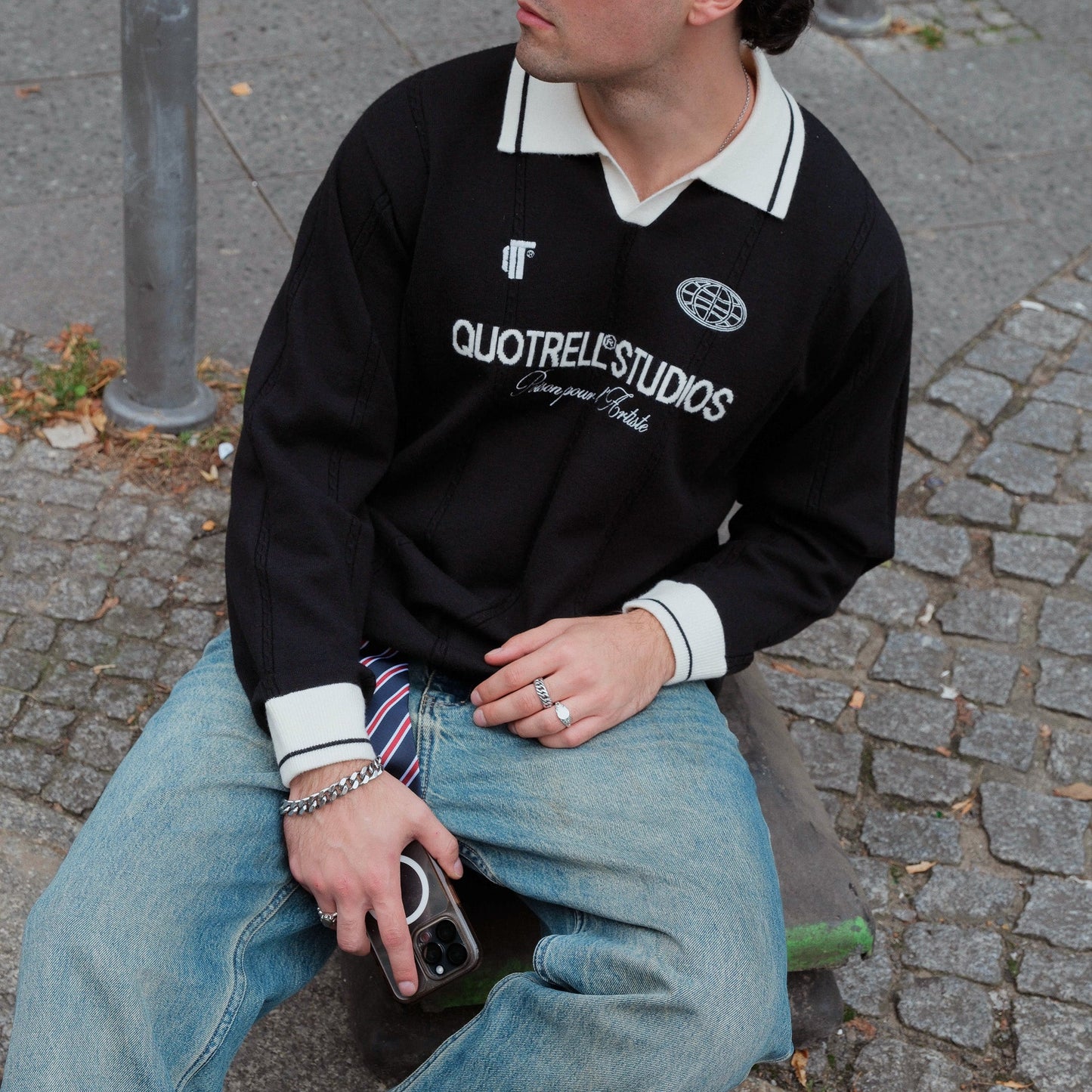 LOGAN KNITTED JERSEY | BLACK/WHITE