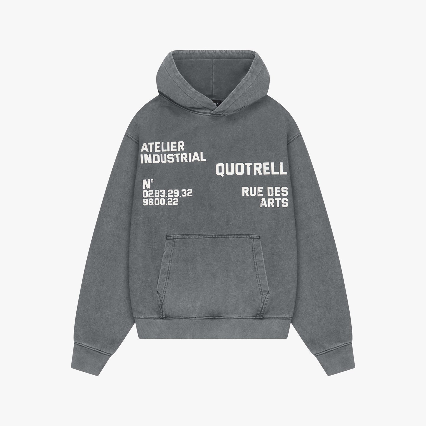 INDUSTRIAL HOODIE | ACID GREY/WHITE