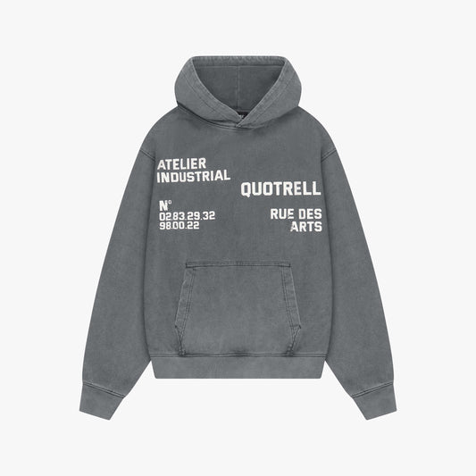INDUSTRIAL HOODIE | ACID GREY/WHITE