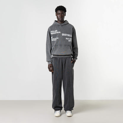 INDUSTRIAL HOODIE | ACID GREY/WHITE