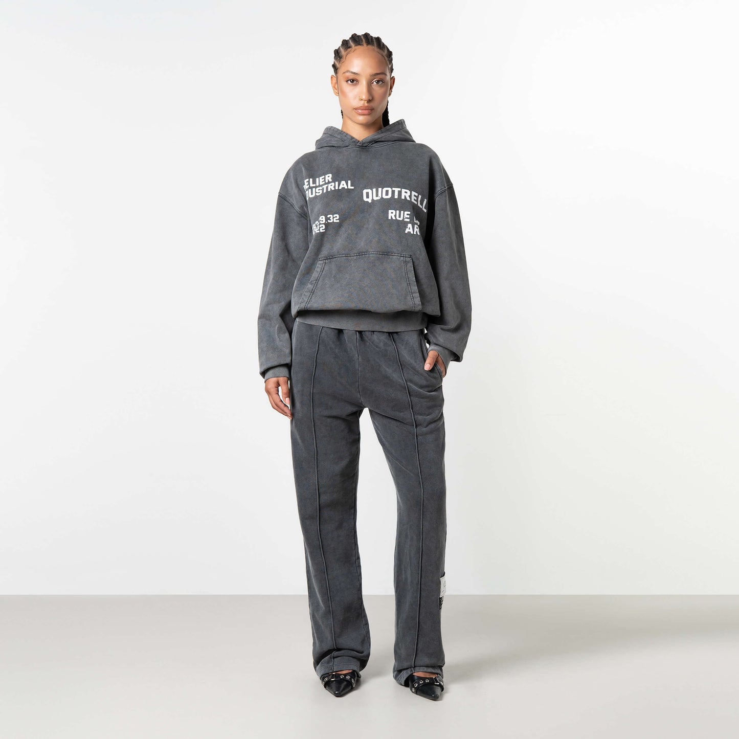 INDUSTRIAL HOODIE | ACID GREY/WHITE