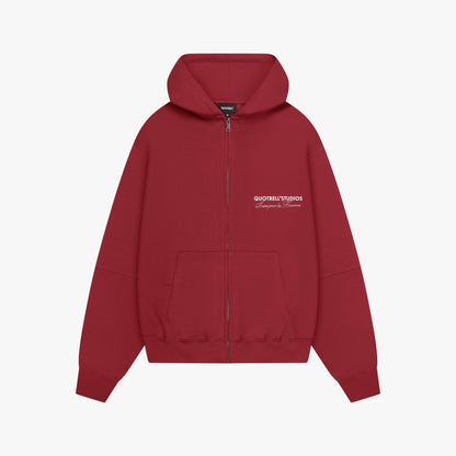 STUDIOS ZIP HOODIE | BORDEAUX/WHITE