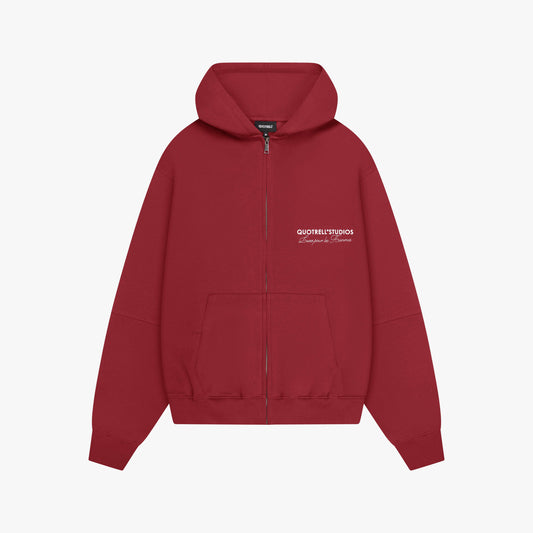 STUDIOS ZIP HOODIE | BORDEAUX/WHITE