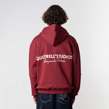 STUDIOS ZIP HOODIE | BORDEAUX/WHITE