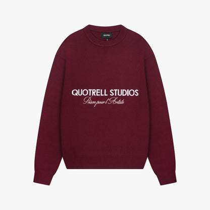 MONDRIAN KNITTED SWEATER | BORDEAUX/WHITE