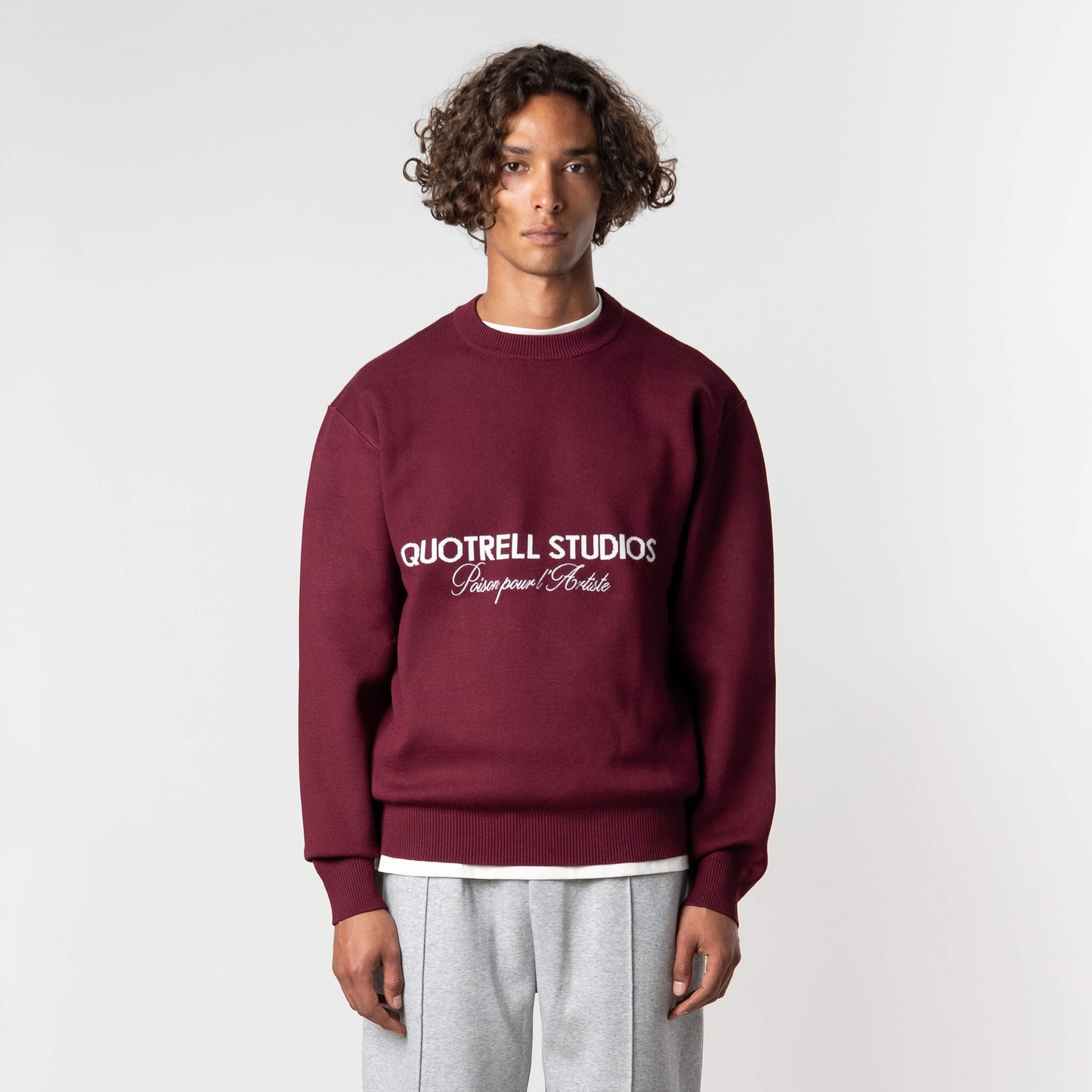 MONDRIAN KNITTED SWEATER | BORDEAUX/WHITE