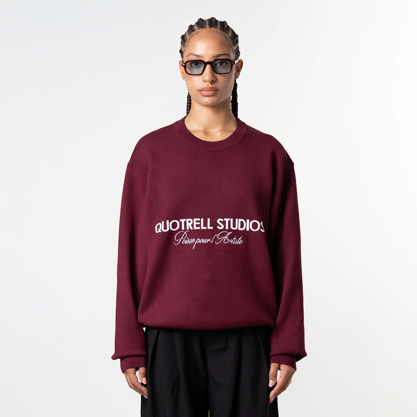 MONDRIAN KNITTED SWEATER | BORDEAUX/WHITE