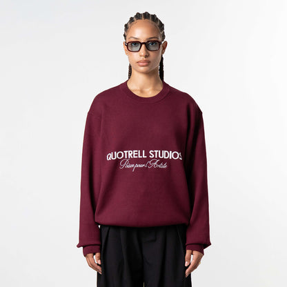 MONDRIAN KNITTED SWEATER | BORDEAUX/WHITE