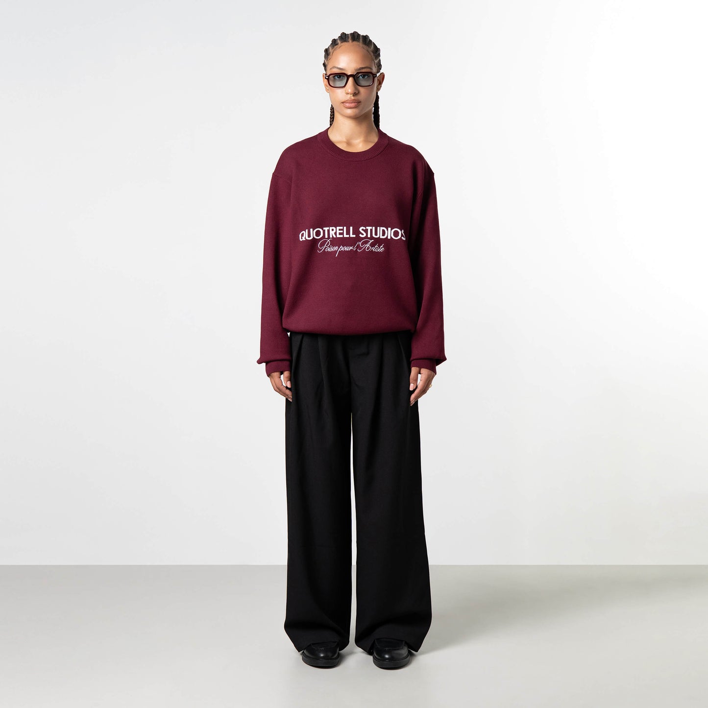 MONDRIAN KNITTED SWEATER | BORDEAUX/WHITE