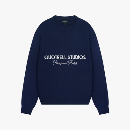 MONDRIAN KNITTED SWEATER | NAVY/WHITE