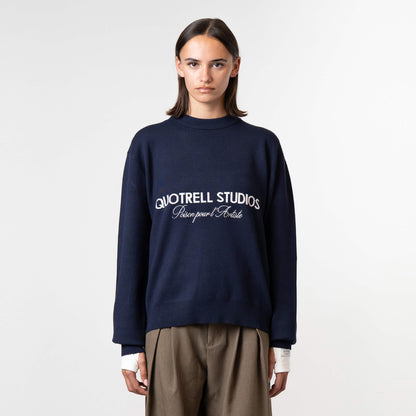 MONDRIAN KNITTED SWEATER | NAVY/WHITE