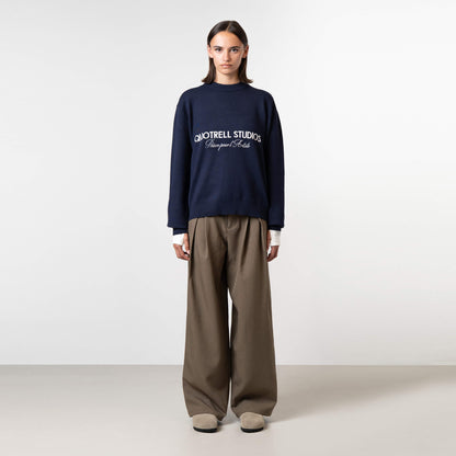 MONDRIAN KNITTED SWEATER | NAVY/WHITE