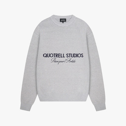 MONDRIAN KNITTED SWEATER | GREY MELEE/NAVY