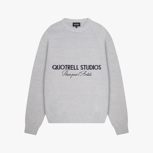 MONDRIAN KNITTED SWEATER | GREY MELEE/NAVY