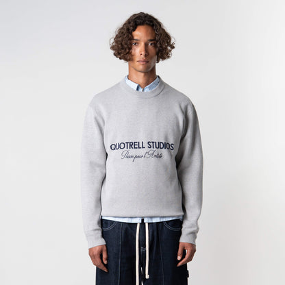 MONDRIAN KNITTED SWEATER | GREY MELEE/NAVY