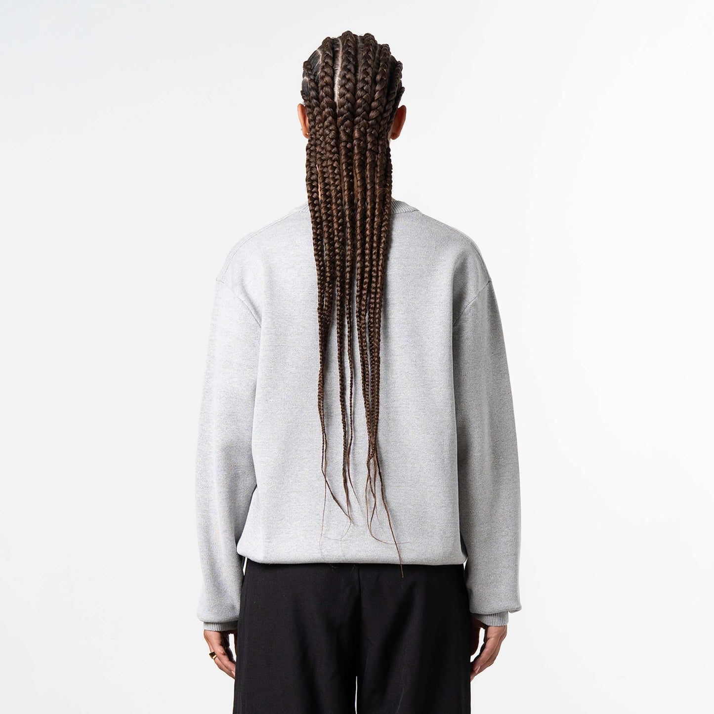 MONDRIAN KNITTED SWEATER | GREY MELEE/NAVY