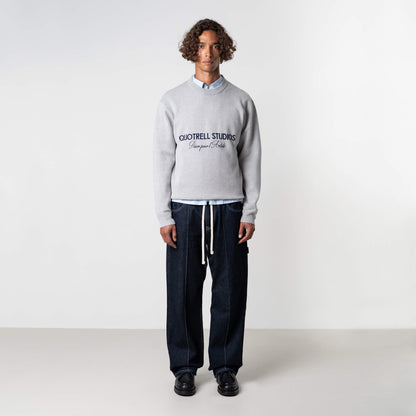 MONDRIAN KNITTED SWEATER | GREY MELEE/NAVY
