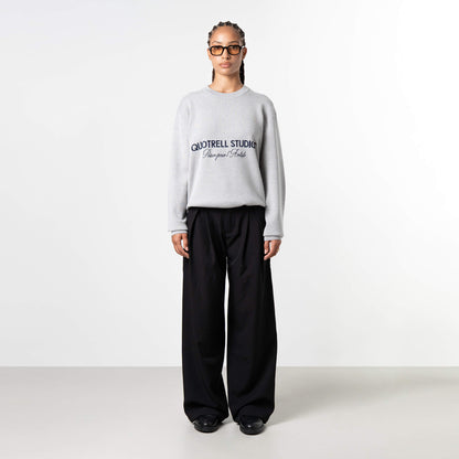 MONDRIAN KNITTED SWEATER | GREY MELEE/NAVY