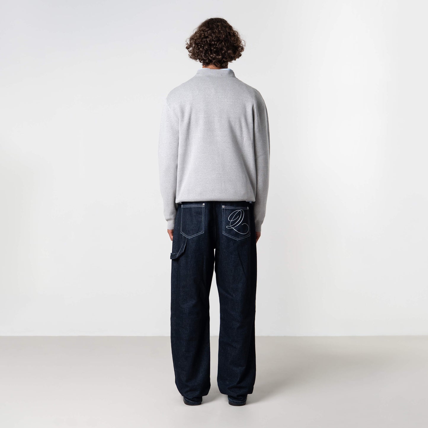 MONDRIAN KNITTED SWEATER | GREY MELEE/NAVY