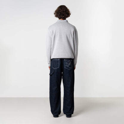 MONDRIAN KNITTED SWEATER | GREY MELEE/NAVY