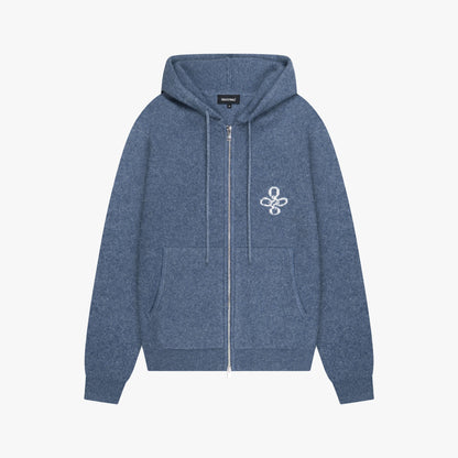 CALVIN KNITTED ZIP HOODIE | DENIM BLUE