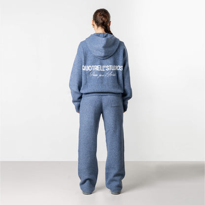 CALVIN KNITTED ZIP HOODIE | DENIM BLUE