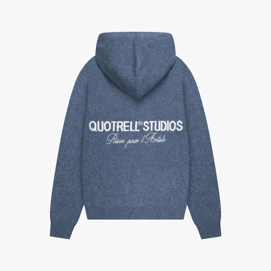 CALVIN KNITTED ZIP HOODIE | DENIM BLUE