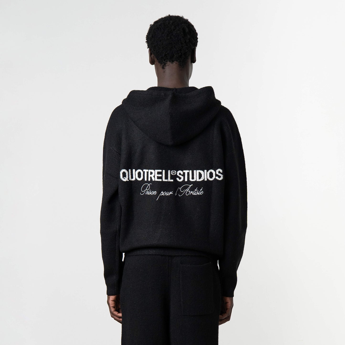 CALVIN KNITTED ZIP HOODIE | BLACK/WHITE