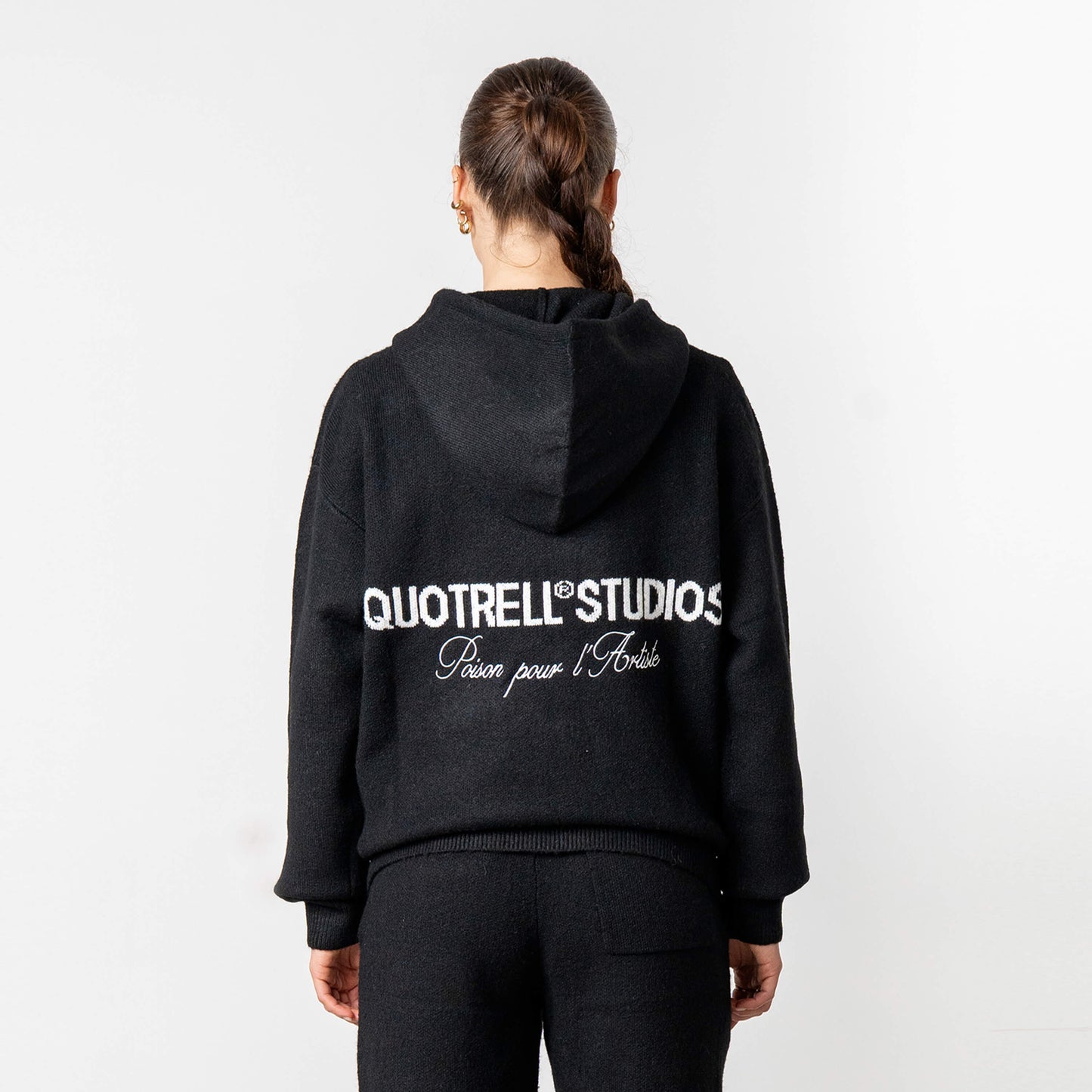 CALVIN KNITTED ZIP HOODIE | BLACK/WHITE