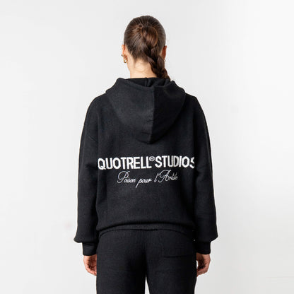 CALVIN KNITTED ZIP HOODIE | BLACK/WHITE