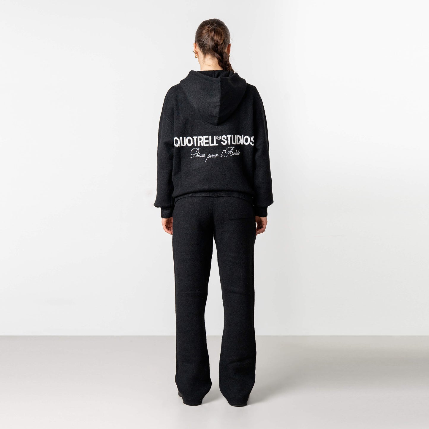 CALVIN KNITTED ZIP HOODIE | BLACK/WHITE