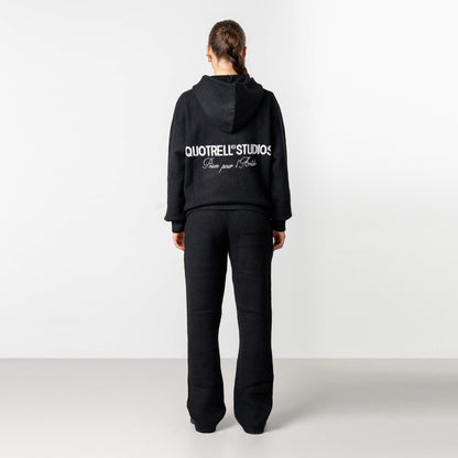 CALVIN KNITTED ZIP HOODIE | BLACK/WHITE