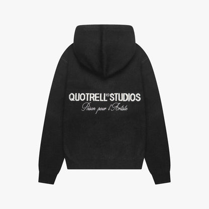 CALVIN KNITTED ZIP HOODIE | BLACK/WHITE