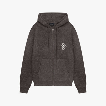 CALVIN KNITTED ZIP HOODIE | BROWN MELEE