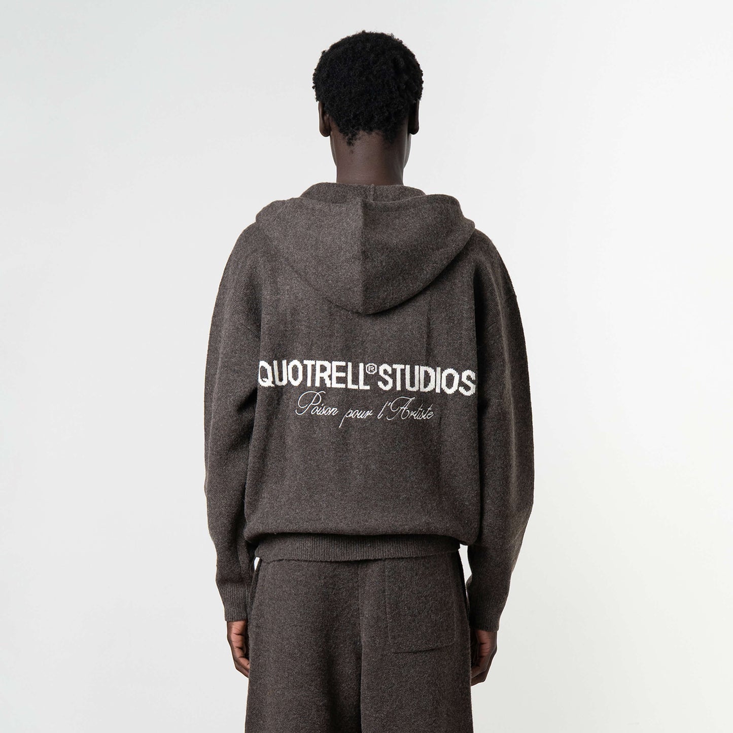 CALVIN KNITTED ZIP HOODIE | BROWN MELEE