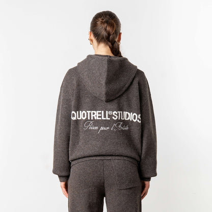 CALVIN KNITTED ZIP HOODIE | BROWN MELEE