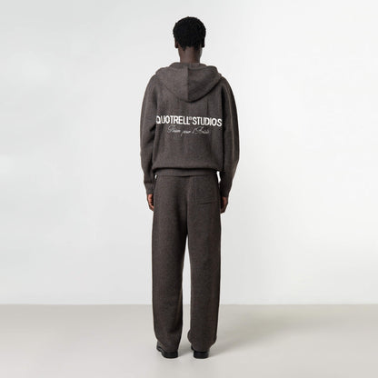 CALVIN KNITTED ZIP HOODIE | BROWN MELEE