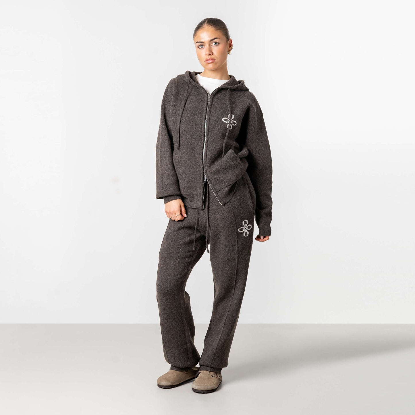 CALVIN KNITTED ZIP HOODIE | BROWN MELEE