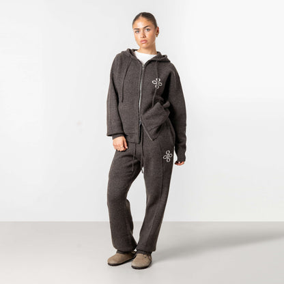 CALVIN KNITTED ZIP HOODIE | BROWN MELEE