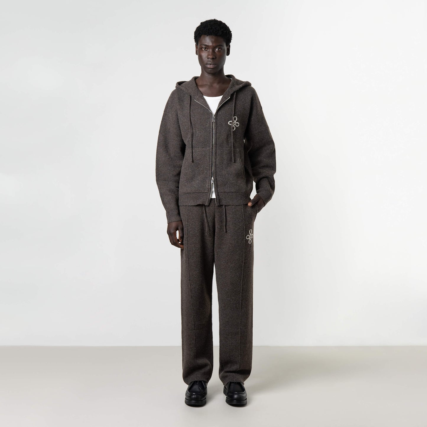 CALVIN KNITTED ZIP HOODIE | BROWN MELEE