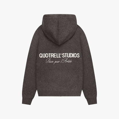 CALVIN KNITTED ZIP HOODIE | BROWN MELEE