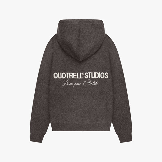 CALVIN KNITTED ZIP HOODIE | BROWN MELEE