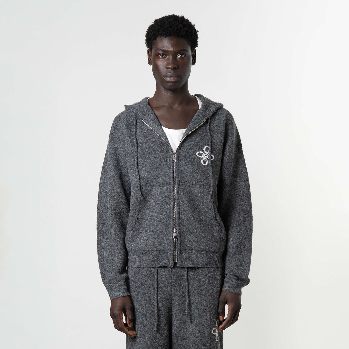 CALVIN KNITTED ZIP HOODIE | GREY MELEE