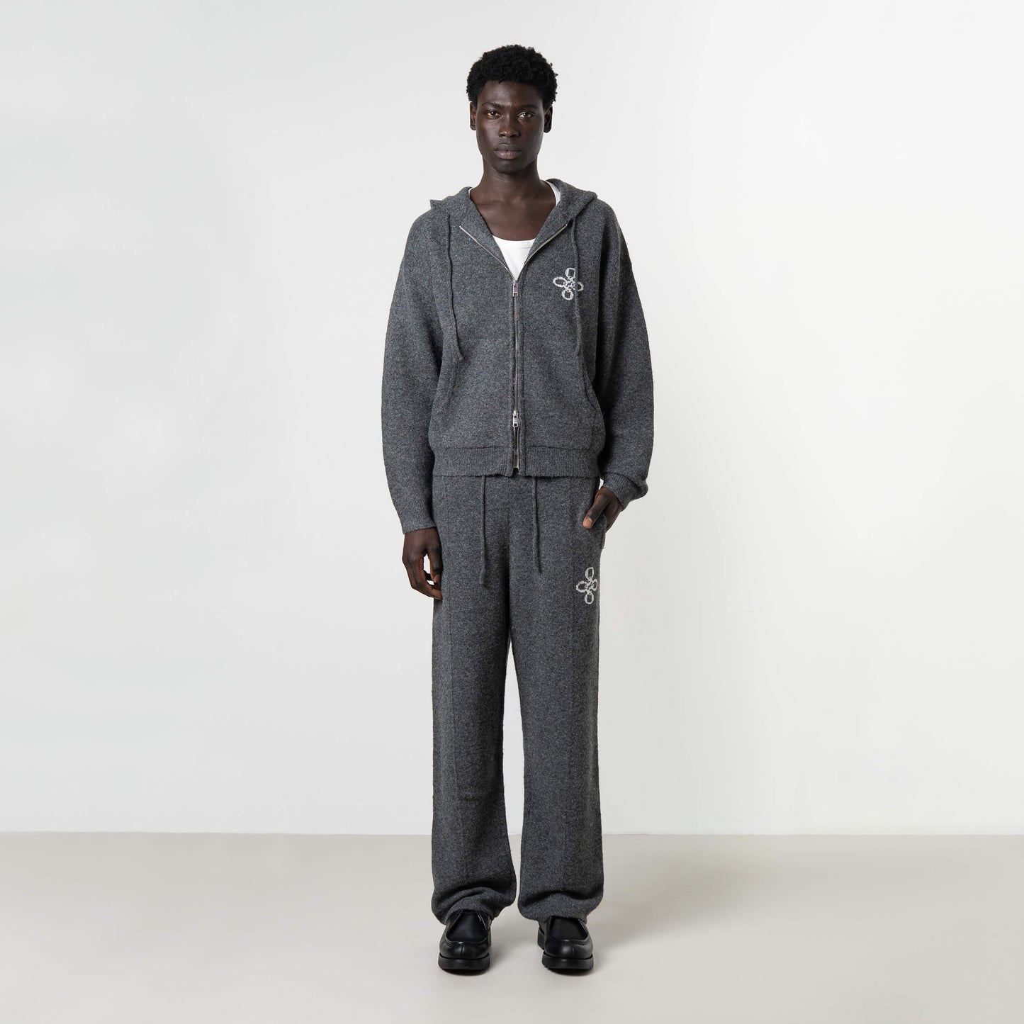 CALVIN KNITTED ZIP HOODIE | GREY MELEE