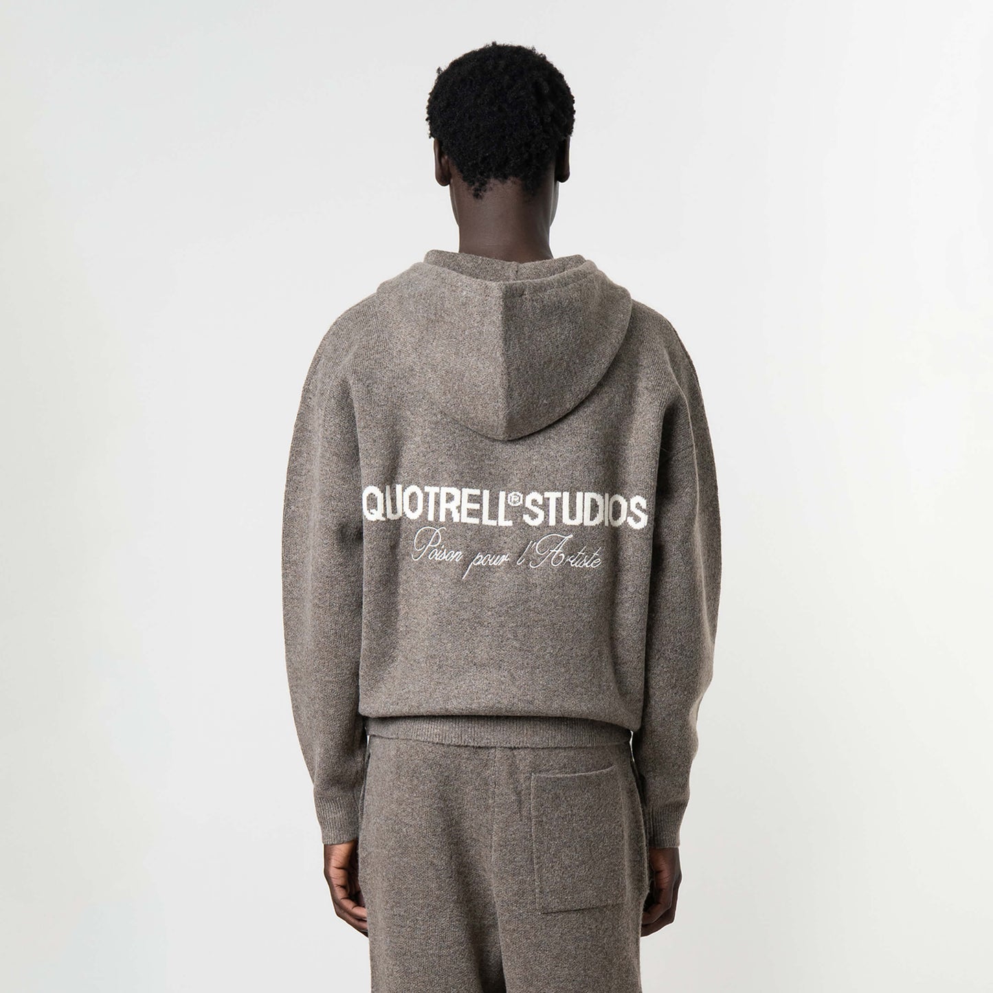 CALVIN KNITTED ZIP HOODIE | TAUPE