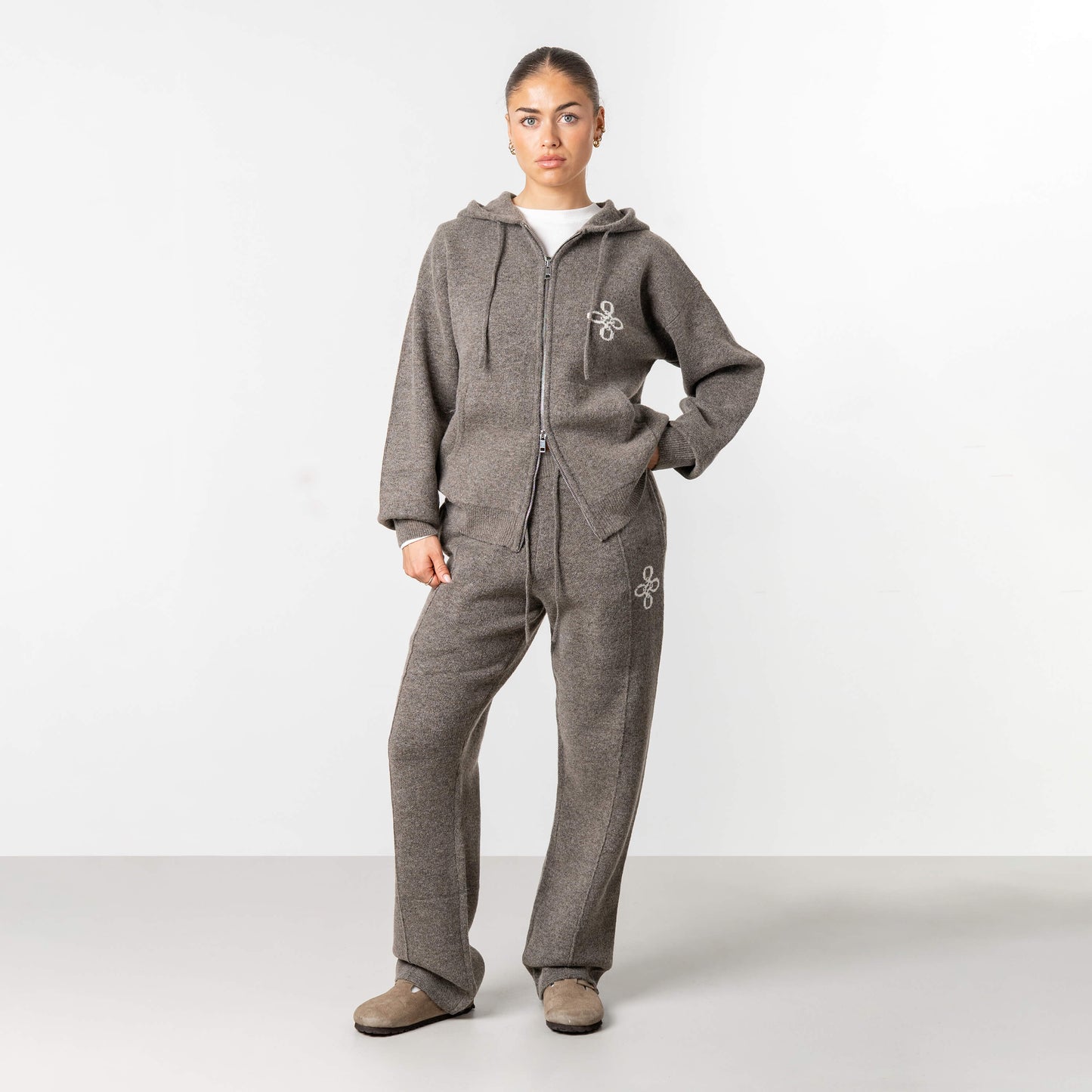 CALVIN KNITTED ZIP HOODIE | TAUPE