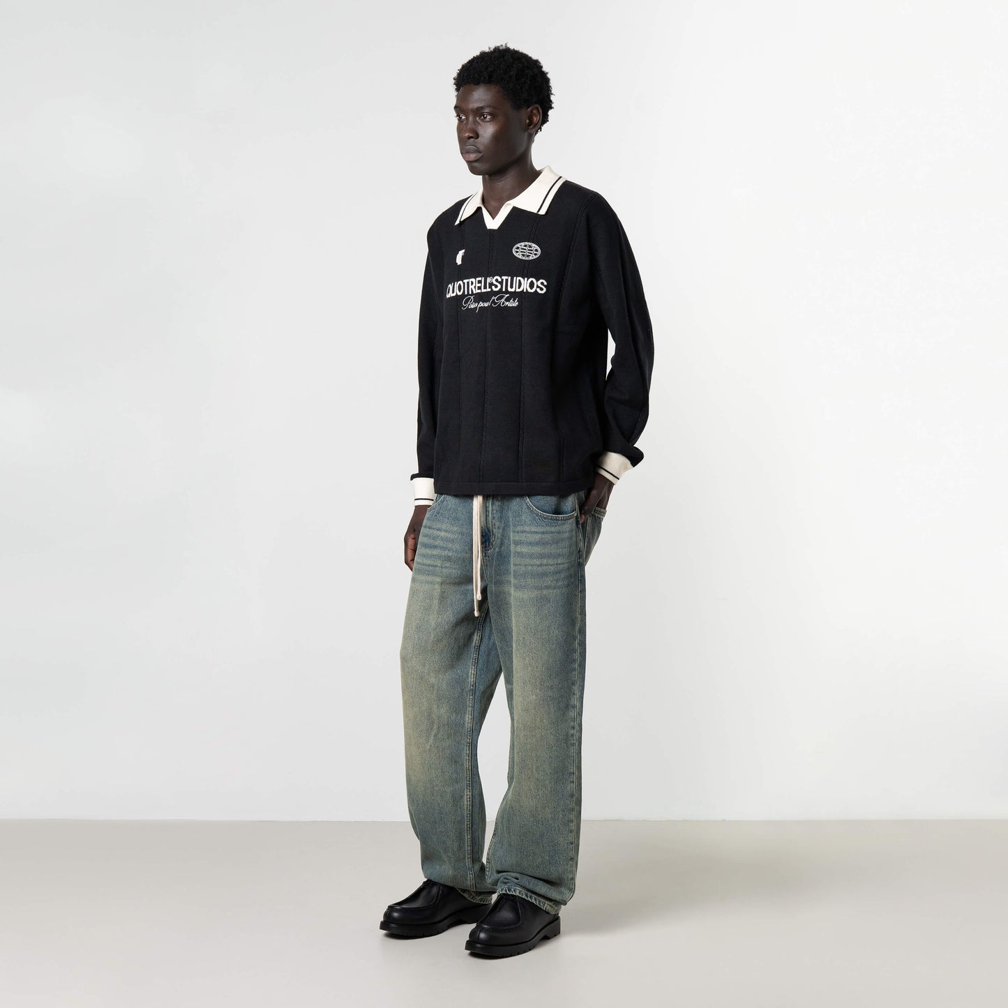 LOGAN KNITTED JERSEY | BLACK/WHITE