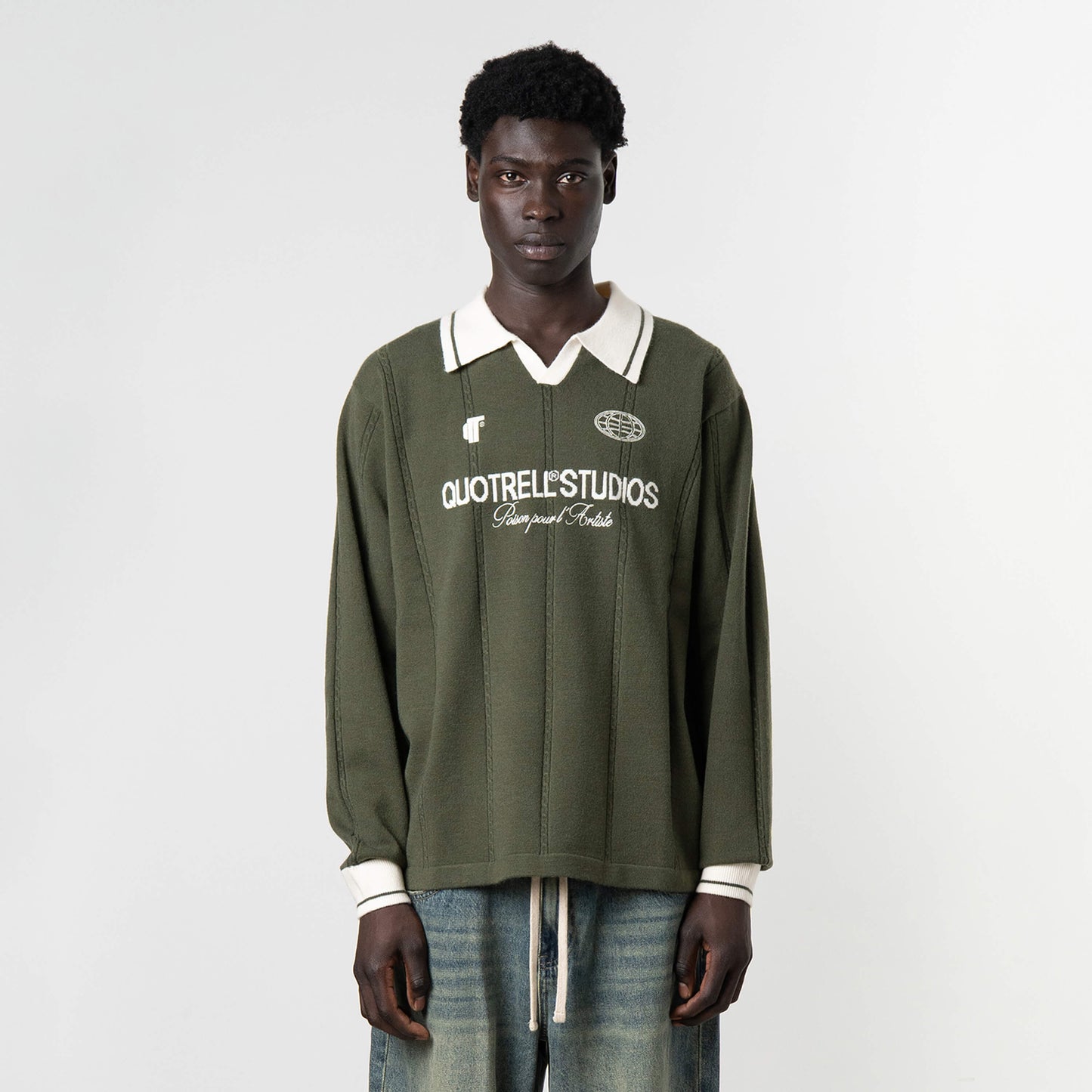 LOGAN KNITTED JERSEY | GREEN/WHITE